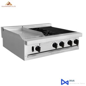 Estufa Multiusos Equipada con Plancha - 2 Quemadores - Asador Mayora EM3/1P+1Q+1A
