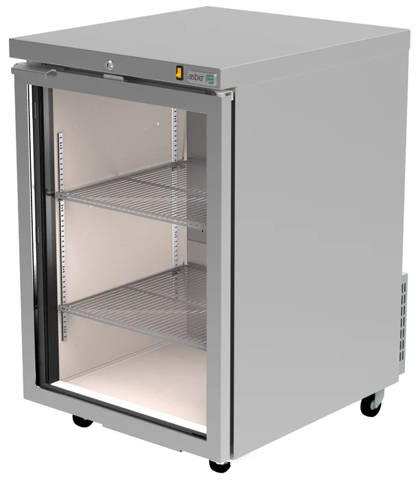 Asber ABBC-23-SG-HC Refrigerador Contrabarra Acero Inox 1 Puerta Cristal 9.6 Pies