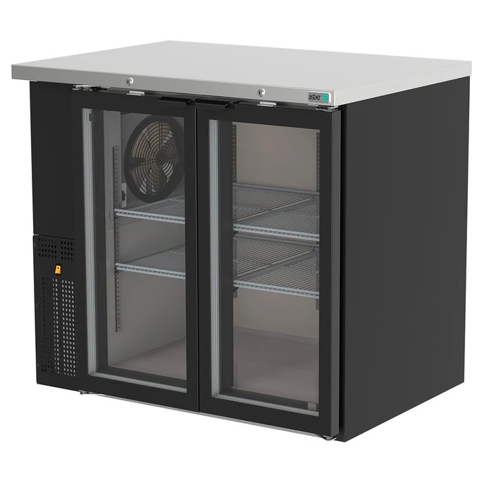 Asber ABBC-24-48-G-HC Refrigerador Contrabarra Vinil Negro 2 Puertas Cristal 11.3 Pies