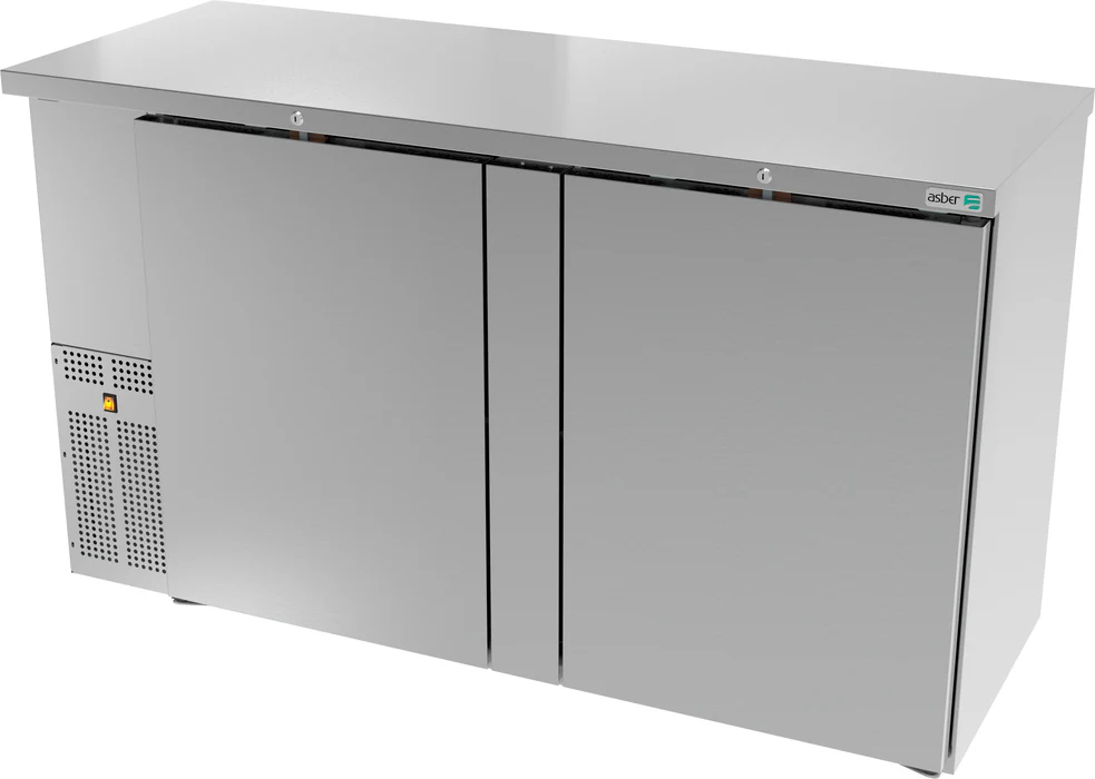 Asber ABBC-24-60-S-HC Refrigerador Contrabarra Acero Inox 2 Puertas 15.3 Pies