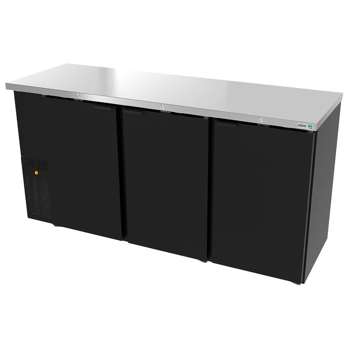 Asber ABBC-24-72-HC Refrigerador Contrabarra Vinil Negro 3 Puertas 18.3 Pies