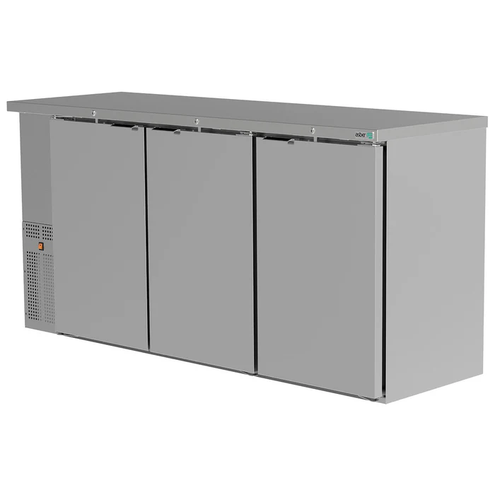 Asber ABBC-24-72-S-HC Refrigerador Contrabarra Acero Inox 3 Puertas 18.3 Pies