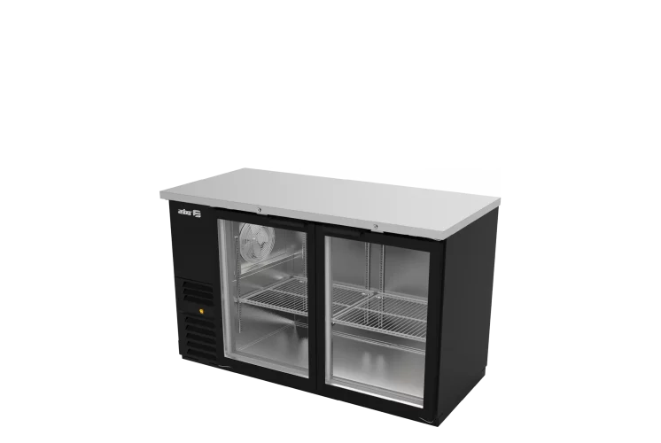 Asber ABBC-58-G-HC Refrigerador Contrabarra Viinil Negro 2 Puertas Cristal 19 Pies