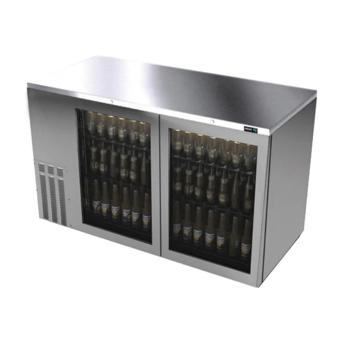 Asber ABBC-58-SG-HC Refrigerador Contrabarra Acero Inox 2 Puertas Cristal 19 Pies