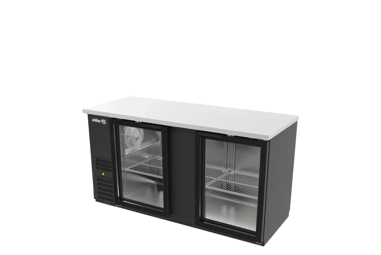 Asber ABBC-68-G-HC Refrigerador Contrabarra Vinil Negro 2 Puertas Cristal 23.3 Pies