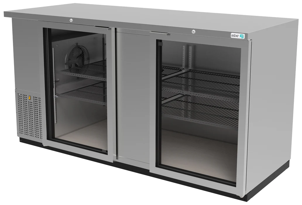 Asber ABBC-68-SG-HC Refrigerador Contrabarra Acero Inox 2 Puertas Cristal 23.3 Pies