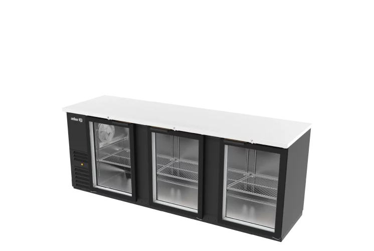 Asber ABBC-94-G-HC Refrigerador Contrabarra Vinil Negro 3 Puertas Cristal 34.4 Pies
