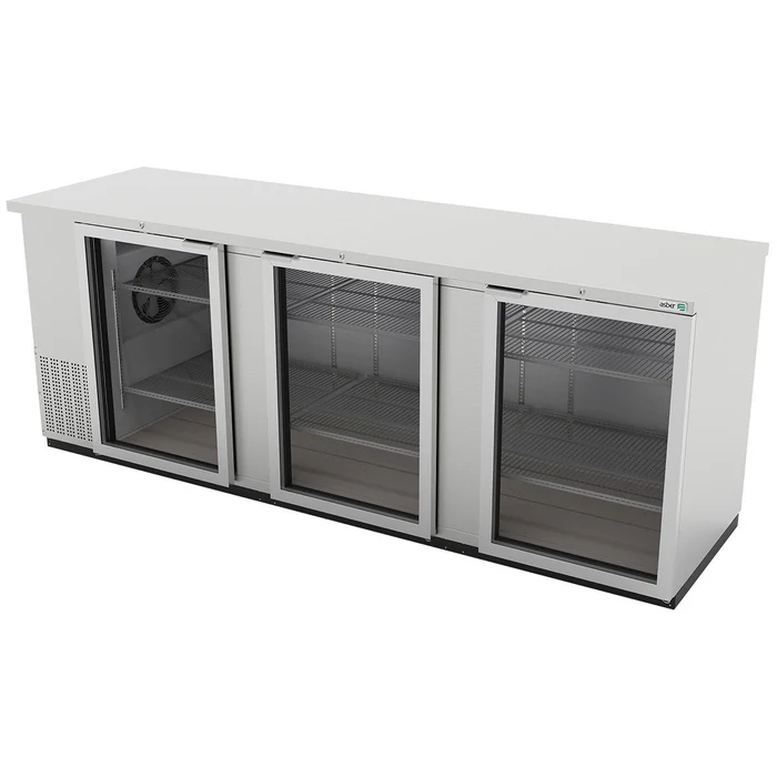 Asber ABBC-94-SG-HC Refrigerador Contrabarra Acero Inox 3 Puertas Cristal 34.4 Pies