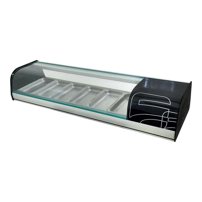 Asber ACTC-55-HC Vitrinas Refrigerada Sobre Mostrador Para Tapas 2 Puertas (6 Insertos 1/3) 0.5 Pies