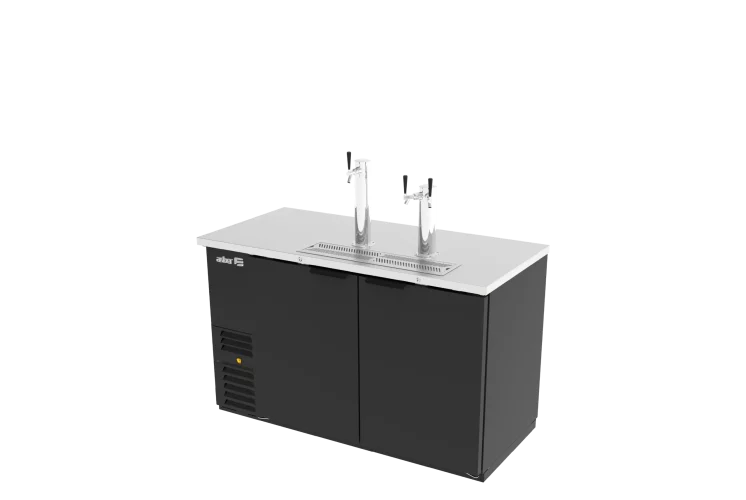 Asber ADDC-58-HC Dispensador Refrigerado de Cerveza Vinil Negro 2 Barriles (1/2) 2 Puertas