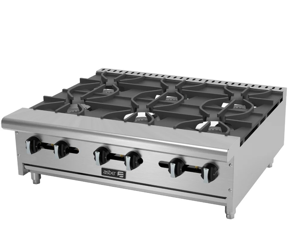 Asber AEHP-E-6-36-EM – Parrilla Eléctrica 6 Placas Redondas – Emerald Line