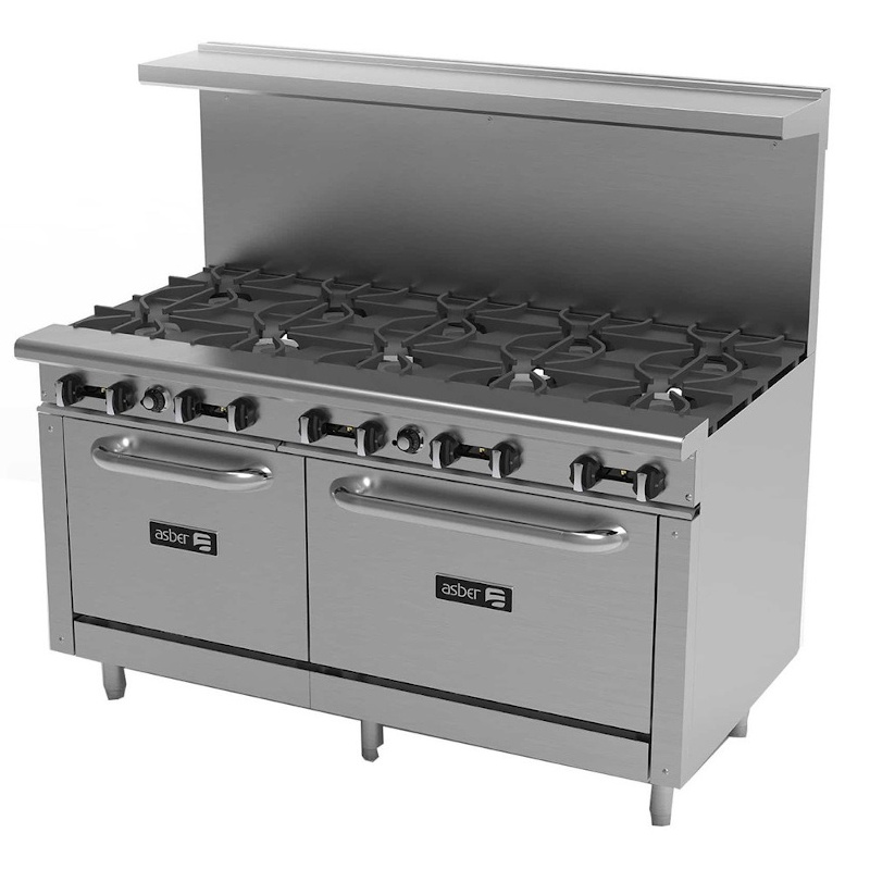 Asber AER-2-B10-60-NG – Estufa Profesional a Gas 10 Quemadores con Hornos Combinados – Restaurant Line