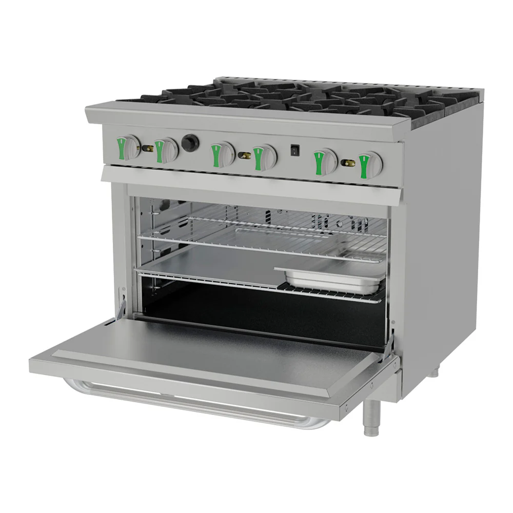 Asber AER-6-36-C-EM-LPG – Estufa Gas 6 Quemadores + Horno Convección – Emerald Line