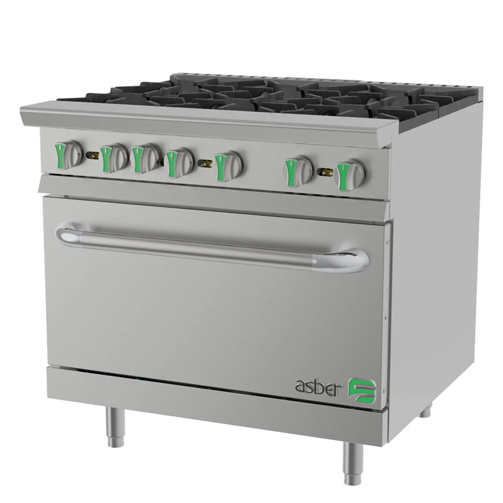 Asber AER-6-36-EM-NG – Estufa Gas 6 Quemadores + Horno – Emerald Line