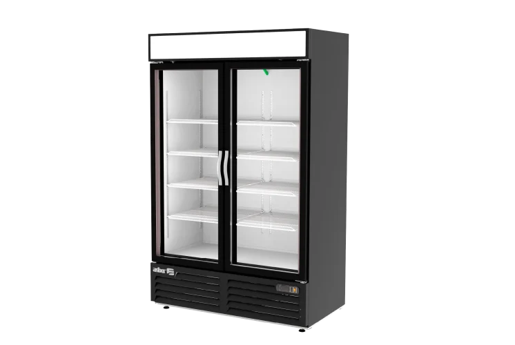 Asber AFMD-37-HC Congelador Vertical Vinil Negro 2 Puertas Cristal 37 Pies