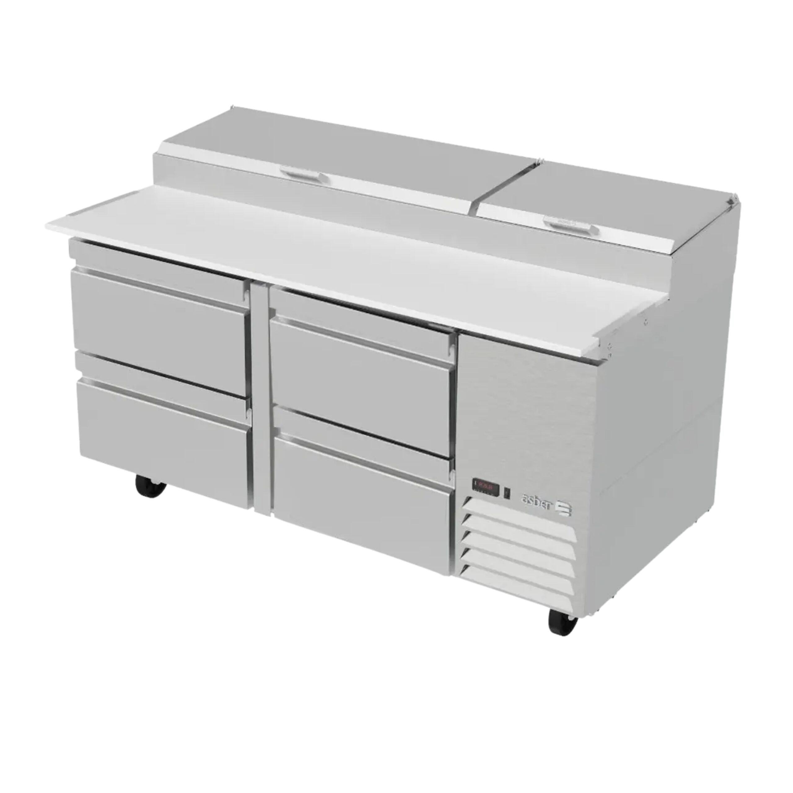 Asber APTP-67-D4-P-HC Mesa Refrigerada De Preparacion De Pizza 9 Insertos 4 Cajones Premium Line