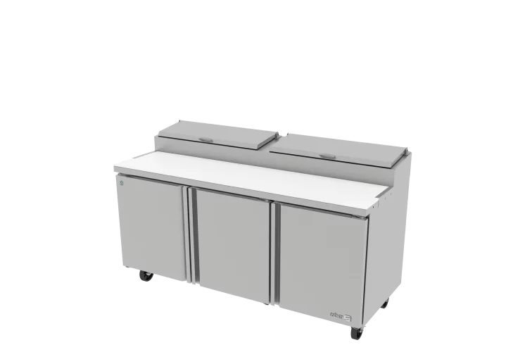 Asber APTP-72-HC Mesa Refrigerada Para Preparación Pizza 3 Puertas Acero Inox 20.6 Pies