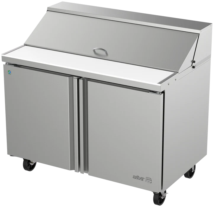 Asber APTS-48-12-HC Mesa Refrigerada Para Preparación Ensaladas 2 Puertas Acero Inox 13.3 Pies