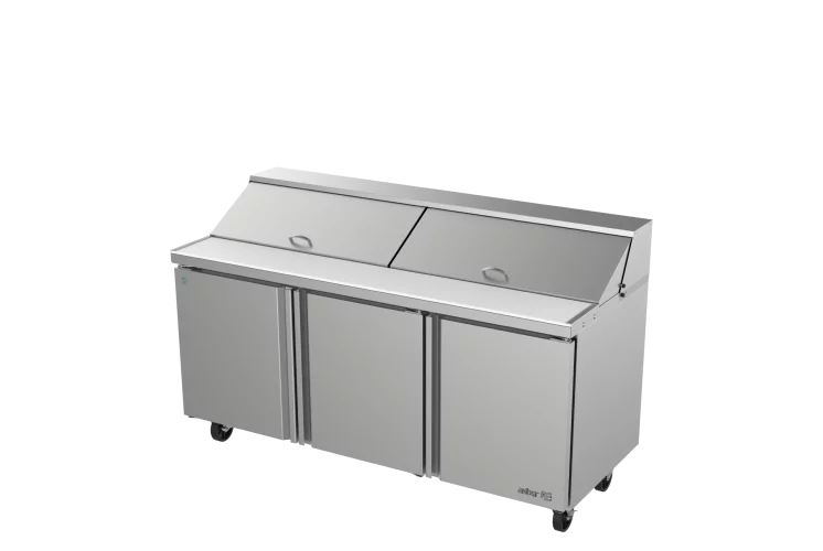 Asber APTS-72-18-P-HC Mesa Refrigerada Para Preparación Ensaladas Premium 3 Puertas Acero Inox 25.4 Pies