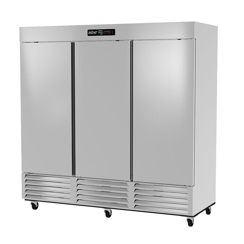 Asber ARF-72-H-HC Congelador Vertical 3 Puertas Acero Inox 72 Pies