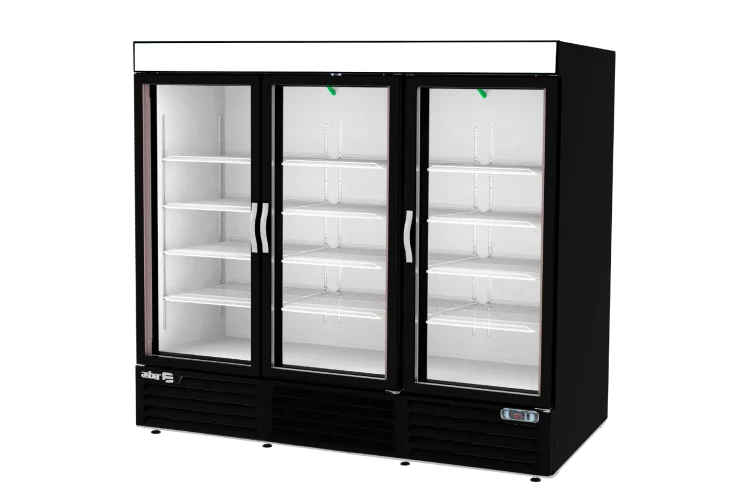 Asber ARMD-72-HC Refrigerador Vertical Vinil Negro 3 Puertas Cristal 72 Pies
