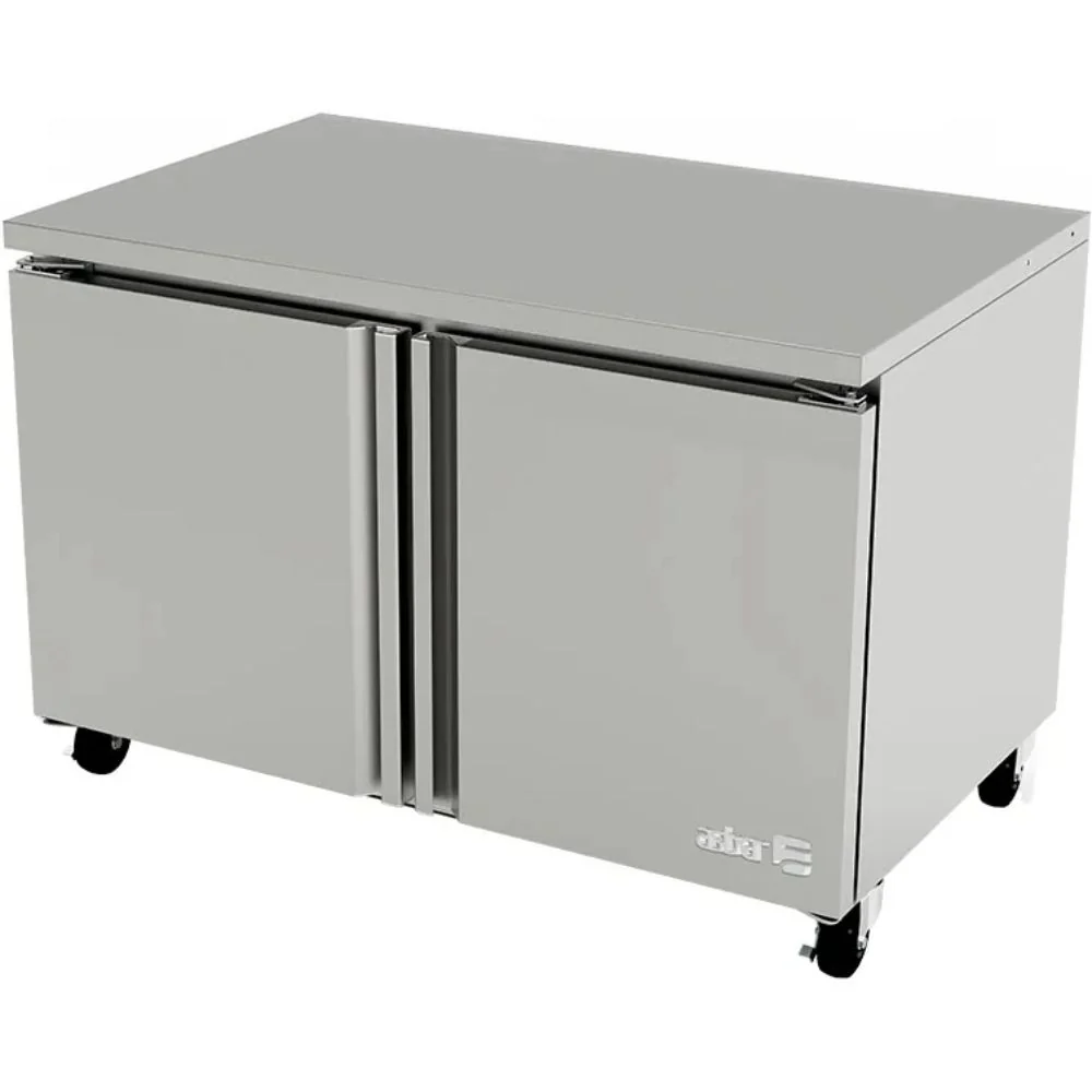 Asber AUTF-48-HC Mesa Congelador Bajo Barra 2 Puertas Acero Inox 13.3 Pies