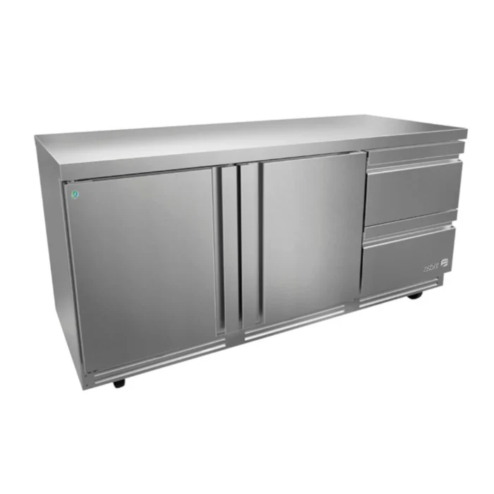 Asber AUTR-72-D2-P-HC Mesa Refrigerada Bajo Mostrador Premium 2 Puertas 2 Cajones Acero Inox 25.4 Pies