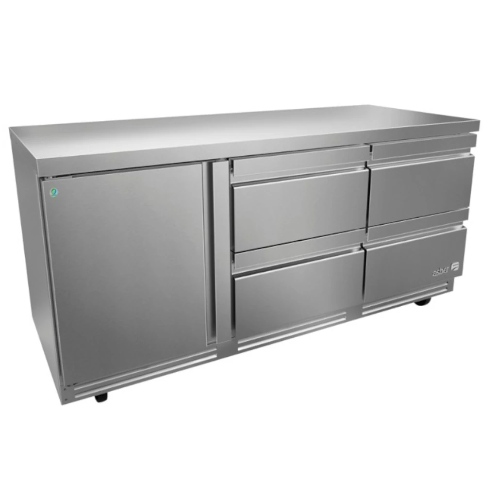 Asber AUTR-72-D4-P-HC Mesa Refrigerada Bajo Mostrador 4 Cajones 1 Puerta Premium Line