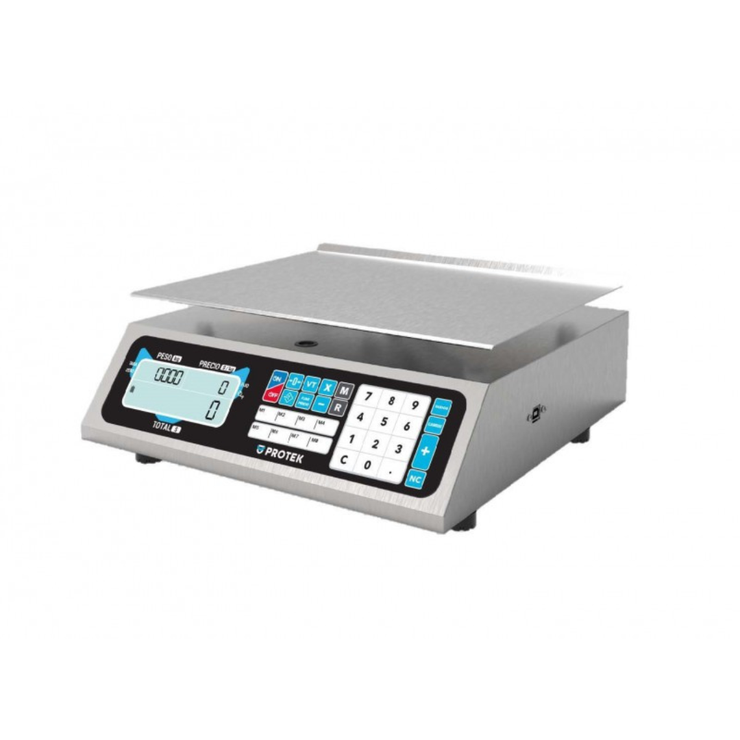 Protek  BPK-40-PLUS Bascula Electronica Acero Inoxidable 40Kg 8 Memorias