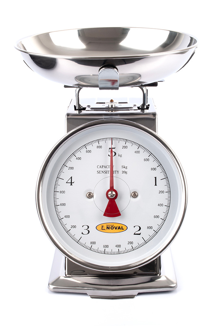 Báscula análoga de cocina NOVAL SD en acero inoxidable con charola
