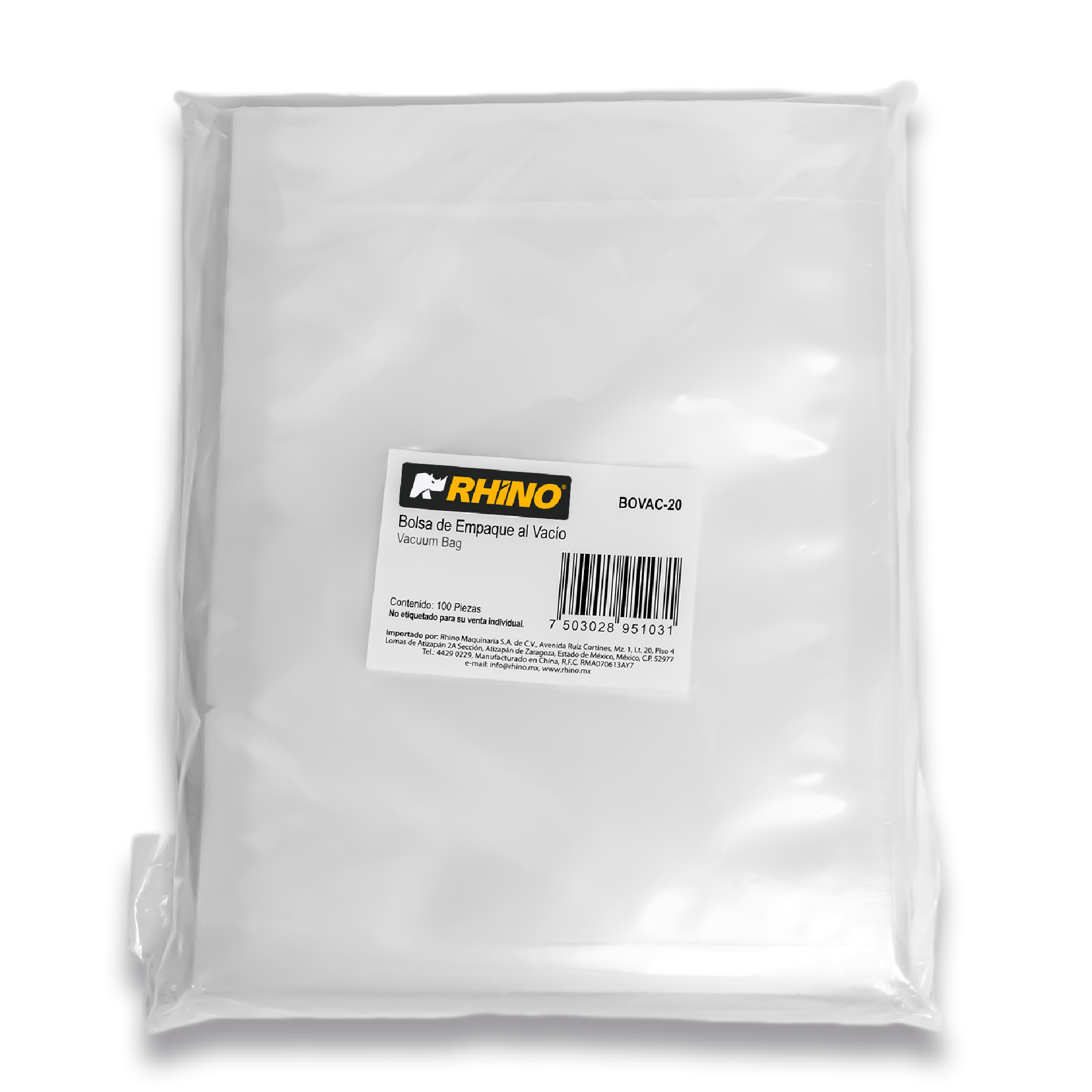 Rhino BOVAC-20 Bolsa para Empacado al Vacío 15 x 20 cm
