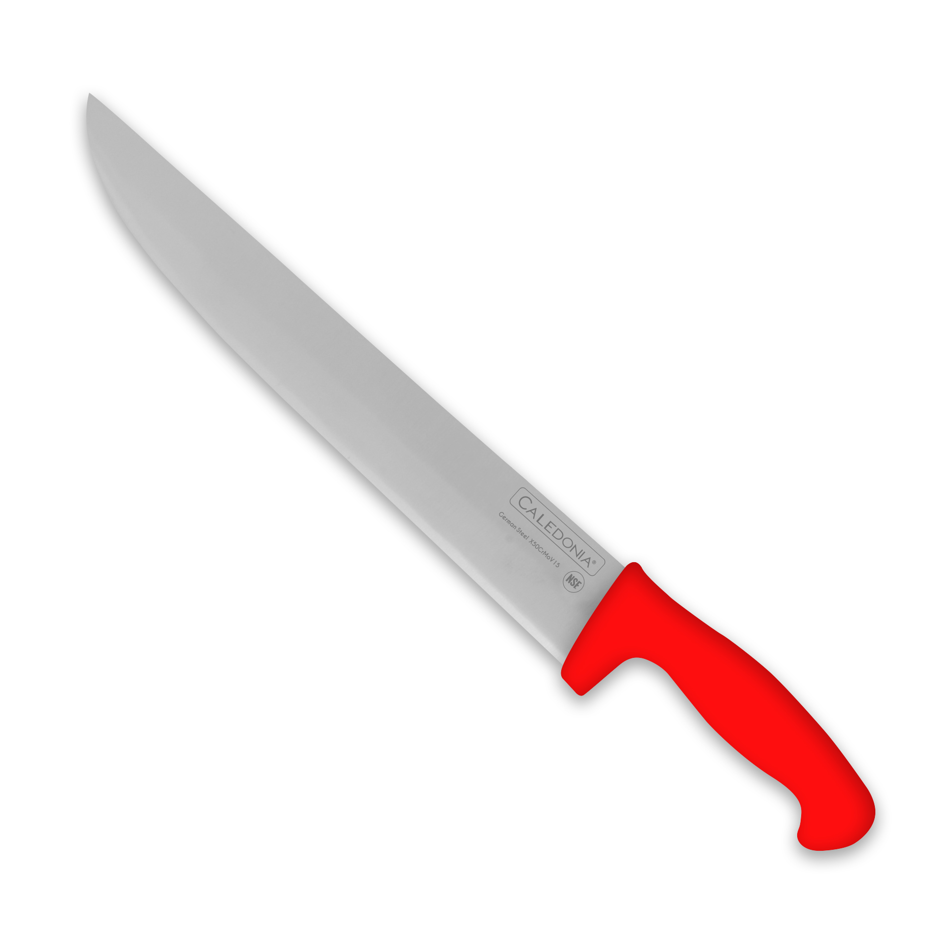 Rhino CALEDONIA CABIR-12R Cuchillo bistecero recto 12”, filo profesional, mango ergonómico,
color rojo.