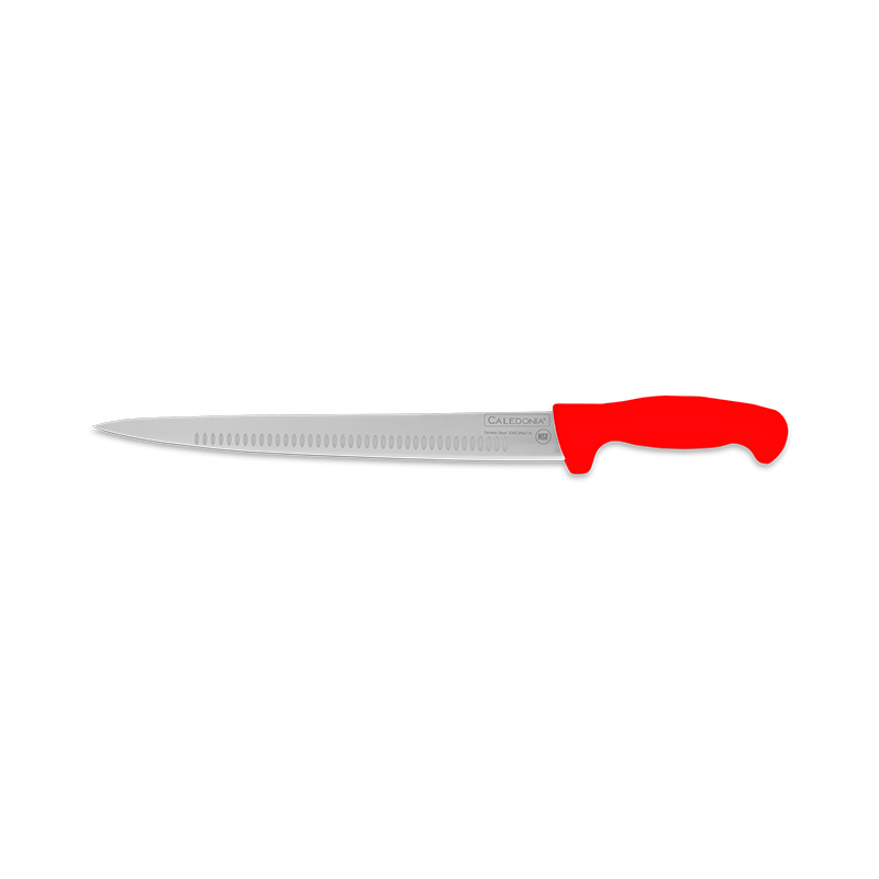 Rhino CALEDONIA CACE-14R Cuchillo cecinero 14”, filo profesional, mango ergonómico, color rojo.
