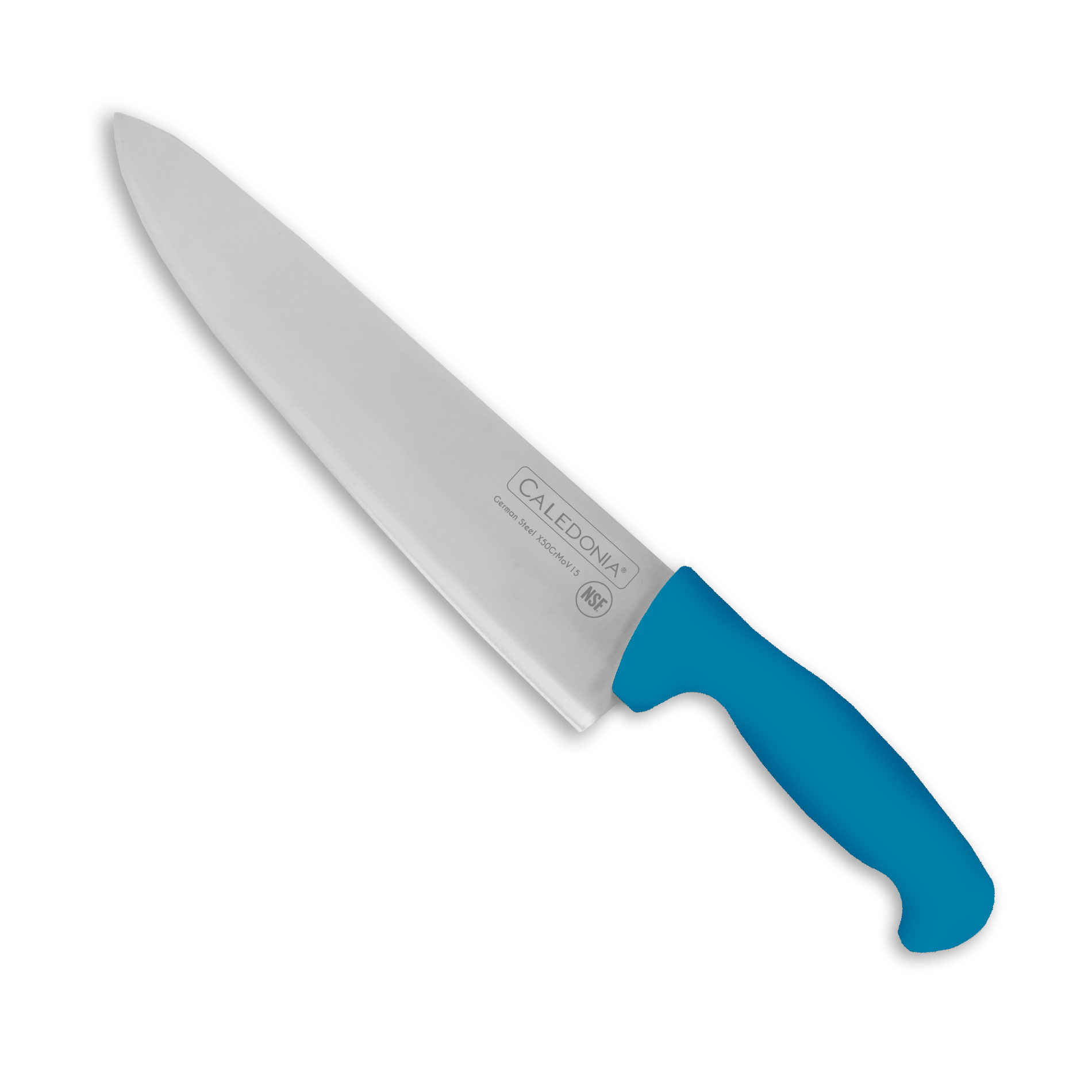 Rhino CALEDONIA CACHE-10AZ Cuchillo Chef 10”, filo profesional, mango ergonómico, color azul.