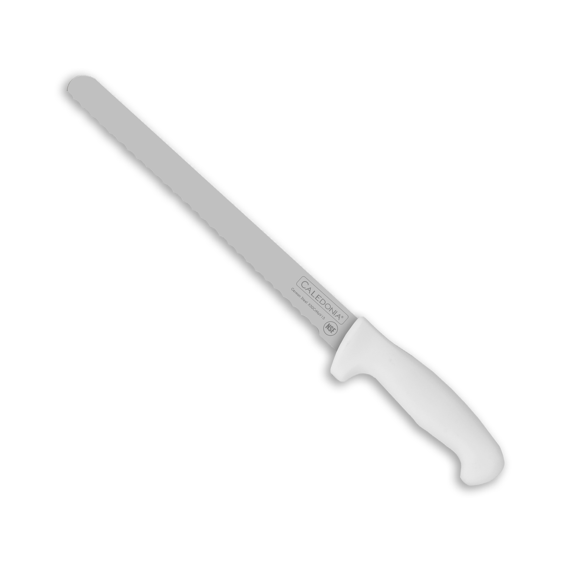 Rhino CALEDONIA CAPA-10B Cuchillo para pan 10”, filo profesional, mango ergonómico, color blanco.