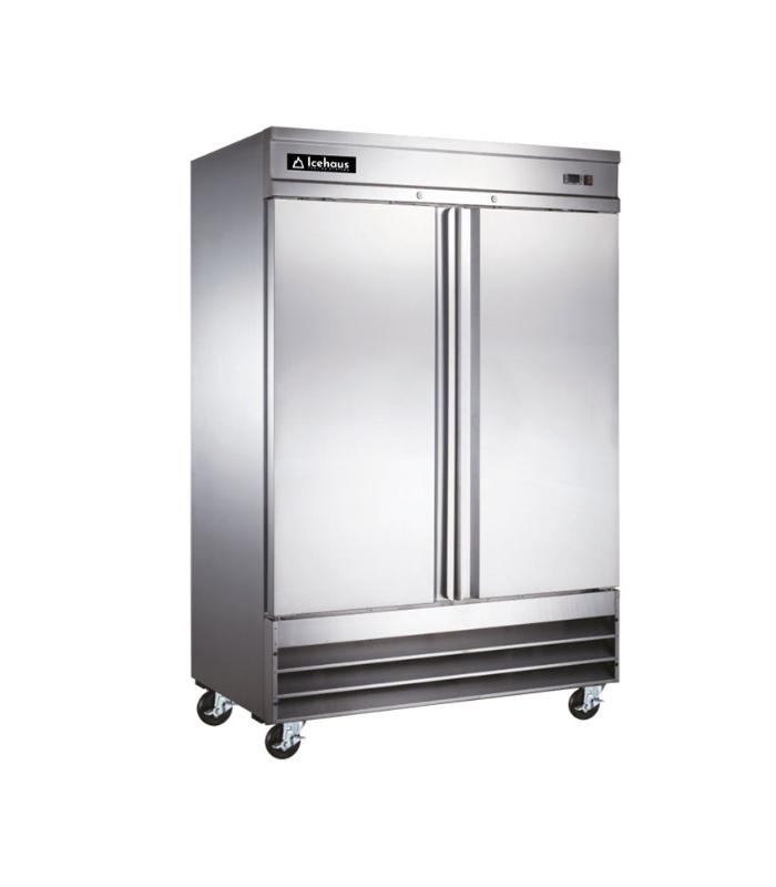Icehaus CV-2PS-SS-01 Congelador 2 puertas sólidas interior y exterior de acero inoxidable,