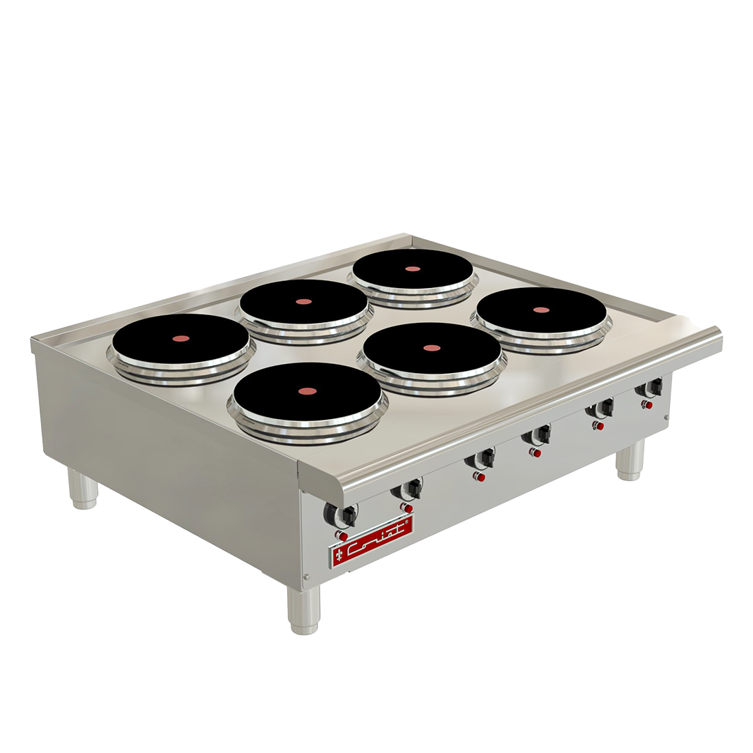 Coriat PCV-6-E MÁSTER Parrilla Eléctrica 6 Platos de 2600W C/U, 220V, recipientes 30cm