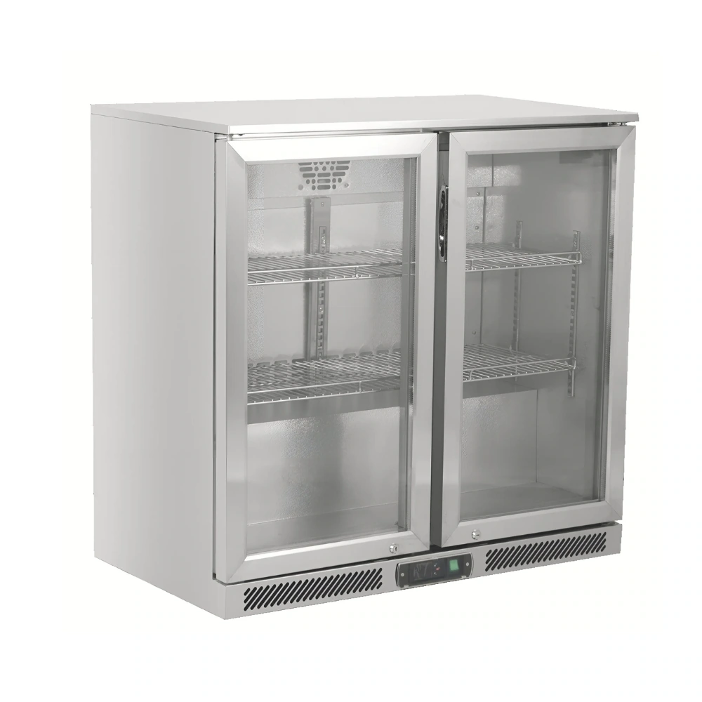 Kreppsland GN-220L Refrigerador Contrabarra´Back Bar´ 2 Puertas en Acero Inoxidable