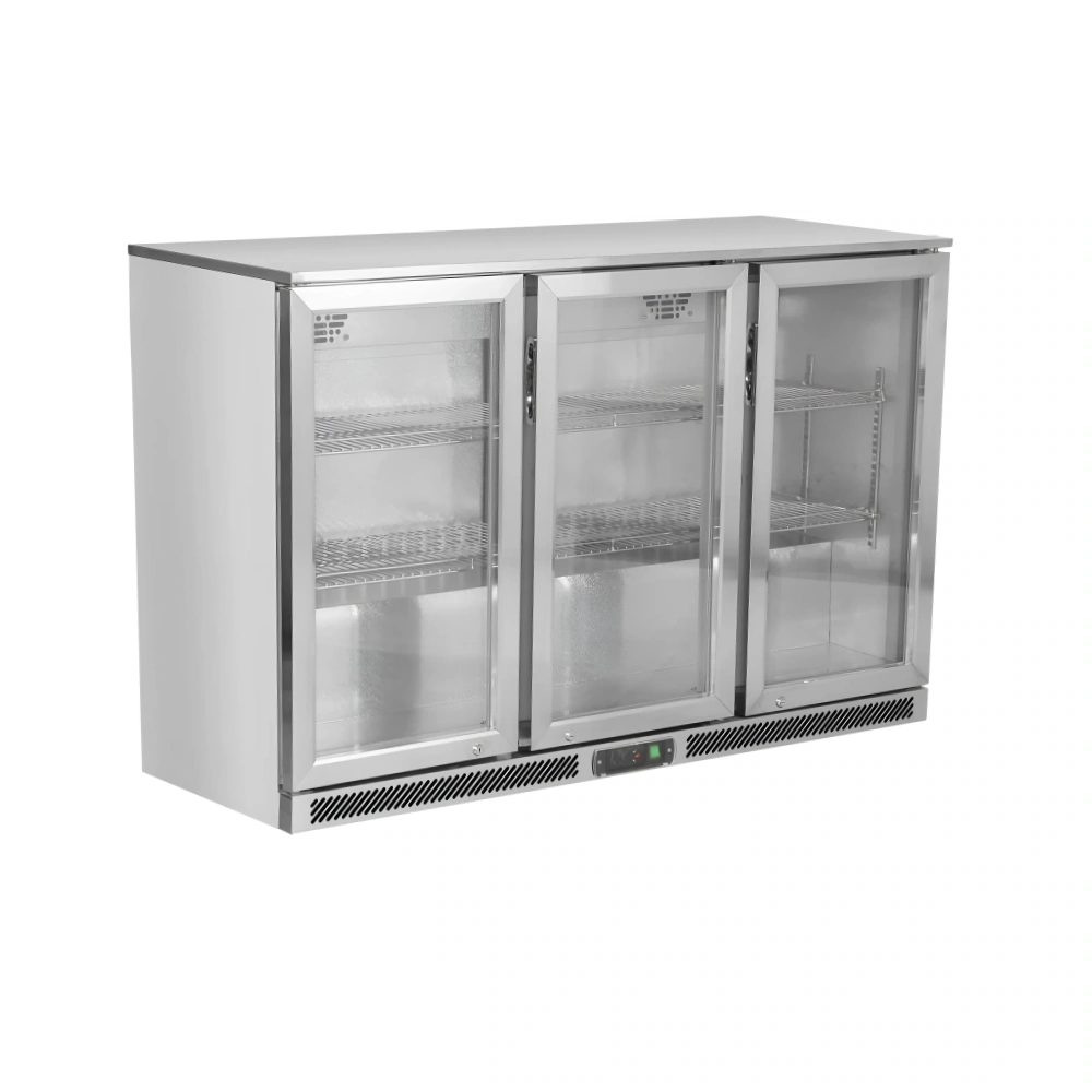 Kreppsland GN-320L Refrigerador Contrabarra´Back Bar´ 3 Puertas en Acero Inoxidable