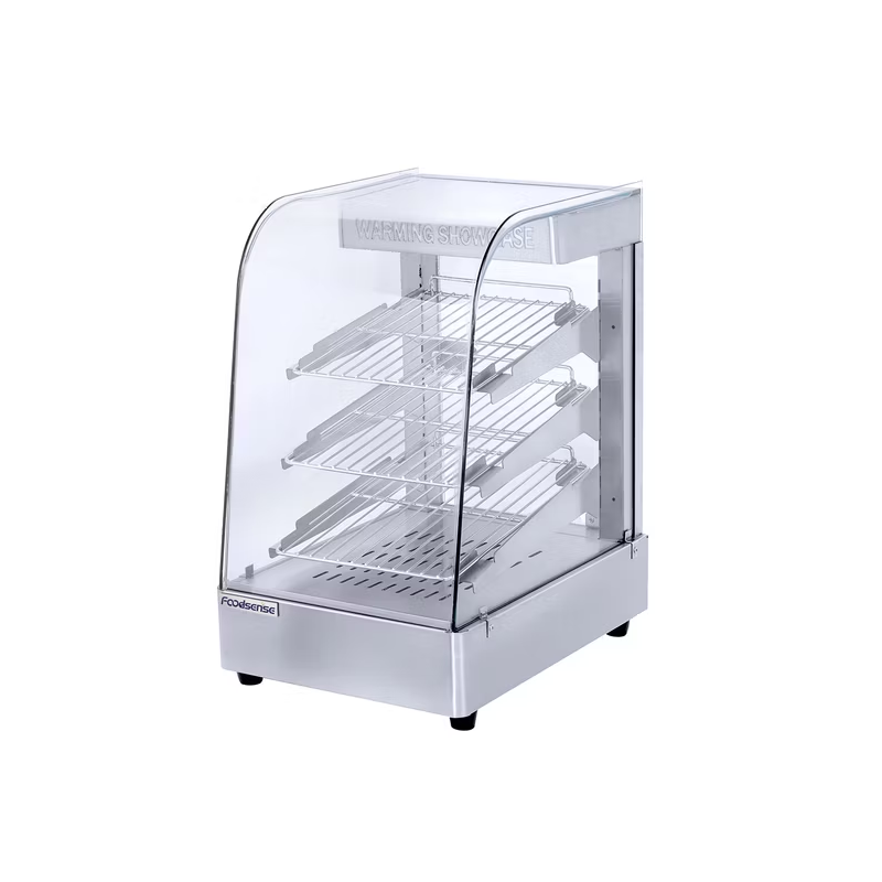 Kreppsland HW-861 Vitrina caliente Vidrio frontal Curvo en Acero Inoxidable con 3 niveles