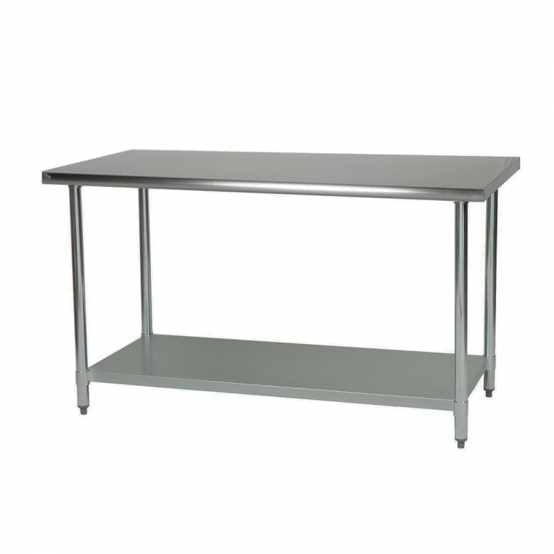 Kreppsland TW-10 Mesa de Trabajo en Acero Inoxidable de 1.00 metros con Entrepaño