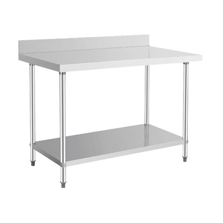 Kreppsland TW-12L Mesa de Trabajo con Lambrin en Acero Inoxidable de 1.20 metros con Entrepaño