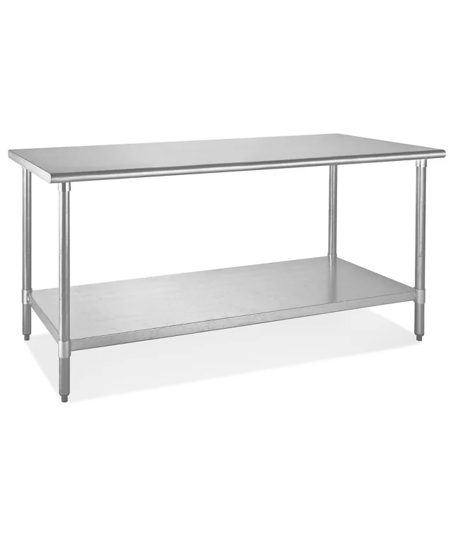 Kreppsland TW-15 Mesa de Trabajo en Acero Inoxidable de 1.50 metros con Entrepaño