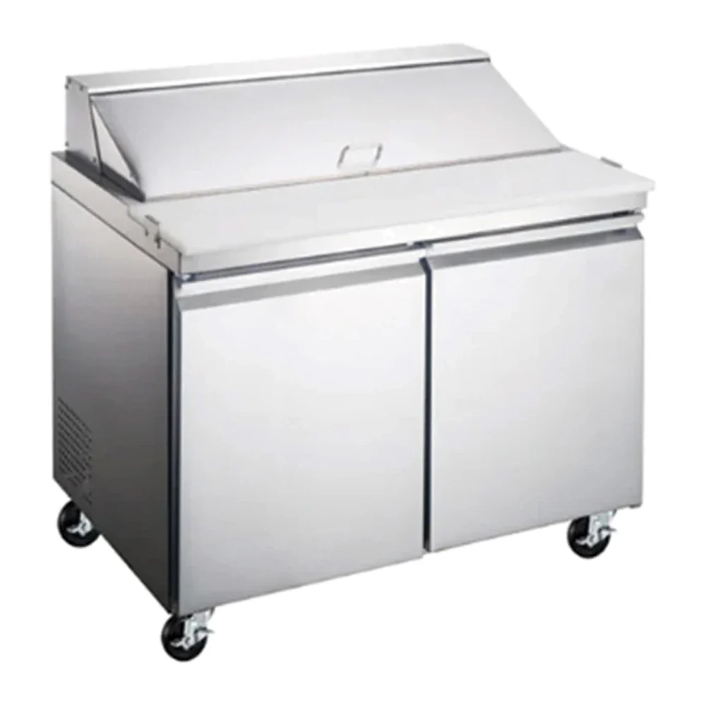 Icehaus ME-2P-SS-01 Mesa para ensaladas 2 puertas interior y exterior de acero inoxidable 13 pies