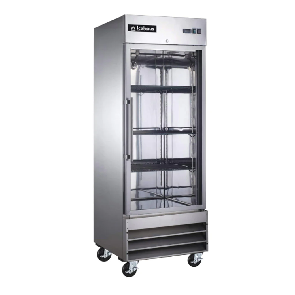 Icehaus RV-1PC-SS-01 Refrigerador 1 puerta de cristal interior y exterior de acero inoxidable
