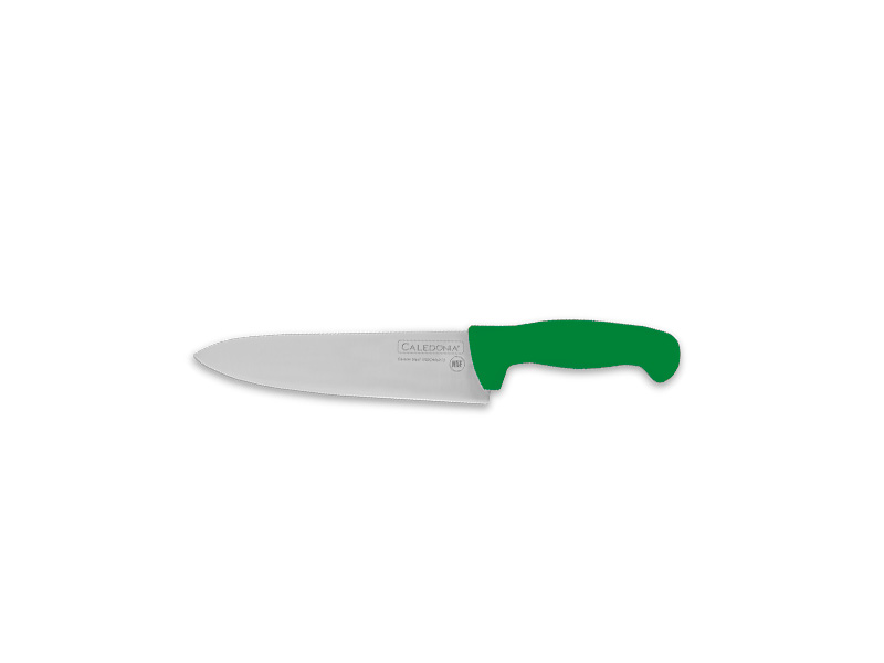 Rhino CALEDONIA CACHE-8V Cuchillo Chef 8”, filo profesional, mango ergonómico, color verde.