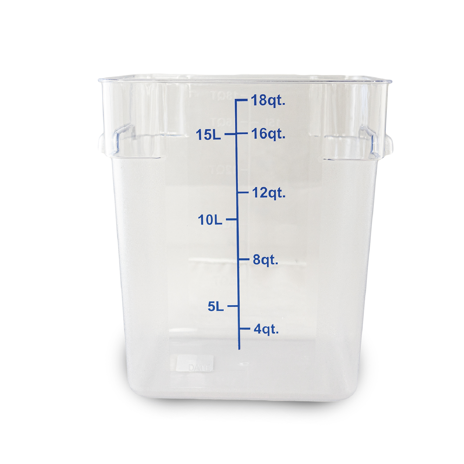 Rhino CALEDONIA REPOCU-18 Recipiente de policarbonato graduado cuadrado, capacidad de 18 qt. 1