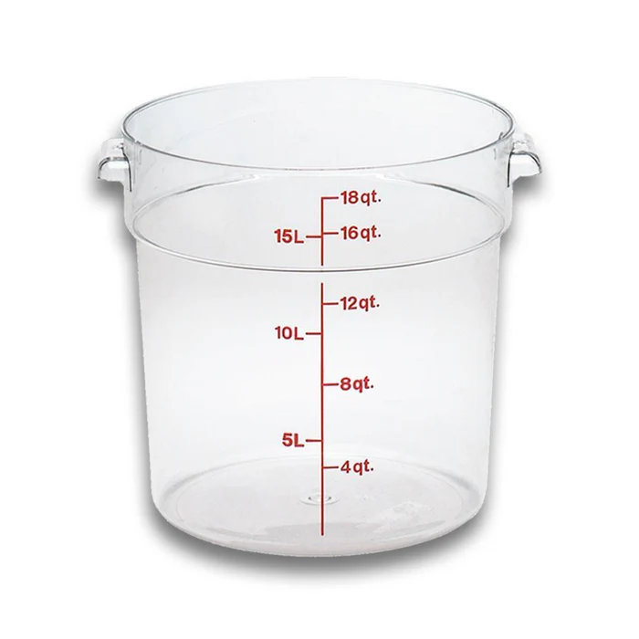 Rhino CALEDONIA REPORE-18 Recipiente de policarbonato graduado redondo, capacidad de 18 qt.