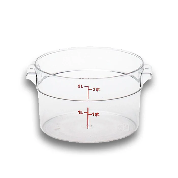 Rhino CALEDONIA REPORE-2 Recipiente de policarbonato graduado redondo, capacidad de 2 qt.