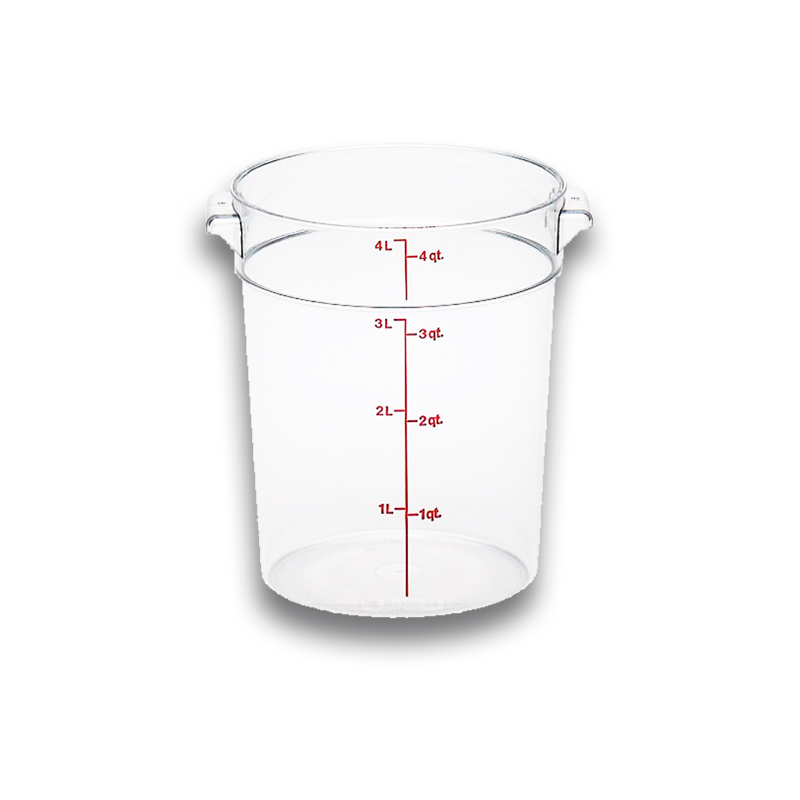 Rhino CALEDONIA REPORE-4 Recipiente de policarbonato graduado redondo, capacidad de 4 qt.